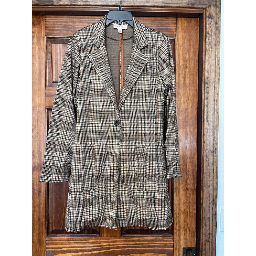 Philosophy long plays single button blazer M